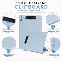 Porte-documents pliable A4 avec clip métallique, boucles réglables, support d'écriture, porte-fichiers pour l'école et le bureau