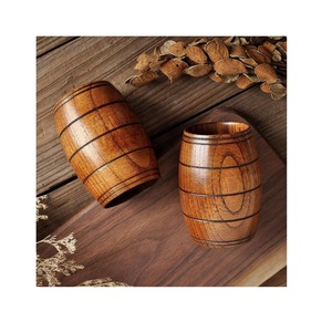 Wooden Mug Handmade Natural Solid Wood Coffee Mug Rustic Style Eco Friendly Drinkware for Kitchen Dining - Product Image 1