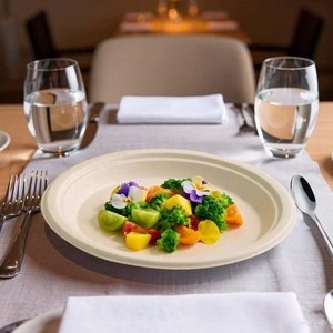Nouvelles assiettes compostables en bagasse de canne à sucre de 6 pouces, vaisselle robuste pour gâteaux, desserts et service de traiteur, assiettes alimentaires 2026 - Product Image 1