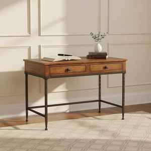 Handmade Iron and Solid Walnut Wood <b>Desk</b> Modern Rustic Writing Table with Storage <b>Drawers</b> Home Office Furniture Study Table - Product Image 1