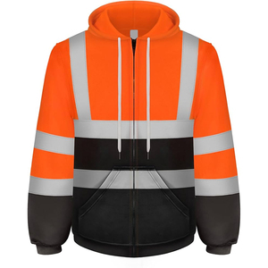 Veste de sécurité réfléchissante jaune et noire à haute visibilité, classe 1 ANSI, imperméable, avec fermeture éclair et capuche, logo personnalisé - Product Image 4