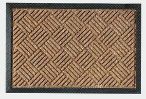 Tapis d'entrée antidérapant en polypropylène avec dos en caoutchouc, motif losanges, pour intérieur et extérieur, attrape-saleté - Product Image 1