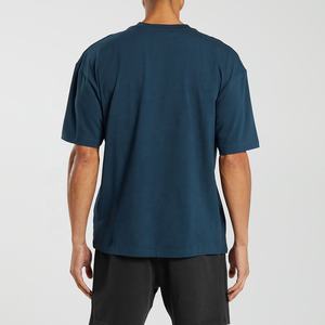 100% camisetas de algodón para hombre, cuello redondo personalizado, Jersey de punto transpirable de talla grande, estampado de logotipo de gran tamaño, Jersey liso Formal - Product Image 3