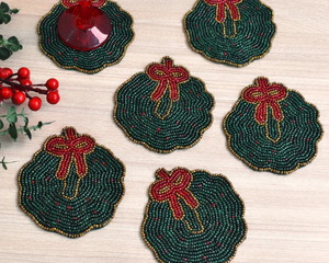 Handmade Beaded <b>Coasters</b> <b>for</b> <b>Drinks</b> or Coffee Table Christmas <b>Coasters</b> <b>for</b> Farmhouse Style Table, Decorative - Product Image 4