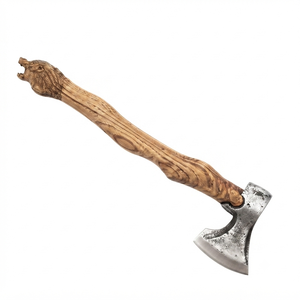 Hache artisanale industrielle DIY avec lame en acier à haute teneur en carbone, manche en bois et étui en cuir pour l'extérieur - Product Image 6