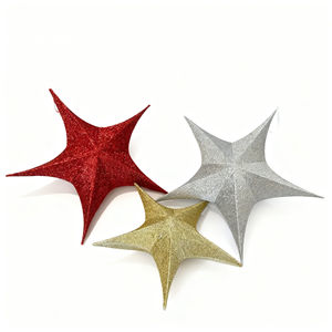 Adornos Navideños de Estrellas Brillantes, Decoraciones Colgantes en Rojo, Dorado y Plateado, de Plástico, Estilo Tradicional - Product Image 5