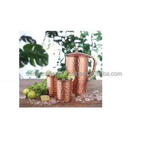Best Quality Handmade Copper <b>Jug</b> for Best Design 2 Glass Piece Copper <b>Drinking</b> and Serving <b>Jug</b> for Top Selling Product - Product Image 5