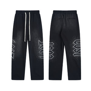 กางเกงวอร์มผู้ชายผ้าคอตตอนหนานุ่มคุณภาพสูง ประดับด้วยคริสตัล สไตล์วินเทจ ลุคสบายๆ สำหรับเล่นกีฬา - Product Image 3