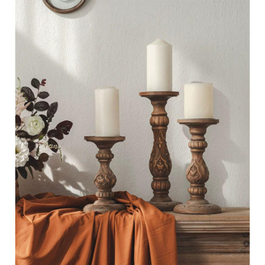 Centres de table classiques en bois de chêne blanc rustique poli, écologiques et sculptés, pour mariages, bougies pilier, cadeaux promotionnels pour salons professionnels - Product Image 4