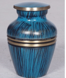 Urnas Funerarias Modernas de Latón para Cenizas Humanas, Color Azul y Rojo, Grandes, Ecológicas, Hechas a Mano - Product Image 1