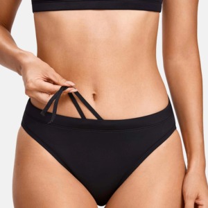 Whole Sale Cross Hanging High Waist Bikini Push Anti-Bacterial Micro Bra Solid Front Sexy Women Bandage Two Piece <b>Thong</b> Swimsuit - Product Image 5