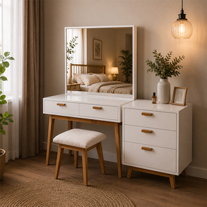 High Quality Modern Teak Solid Wood Makeup <b>Vanities</b> with Multiple Drawers Smooth Finish Eco-Friendly & Durable Economical Price - Product Image 4