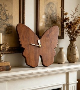 Handcrafted Butterfly <b>Clock</b>, Wooden Wall <b>Clock</b> with <b>Battery</b>, Unique Home Decor, Modern Butterfly Design, Decorative Timepiece, - Product Image 4