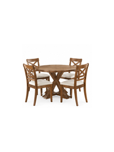 Ensemble de table à manger ronde en bois moderne avec 4 chaises, design traditionnel, base stable, style de mobilier pour maison, villa, hôtel - Product Image 2