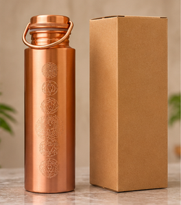 Botella de Agua de Cobre Ecológica Premium con Grabado de Chakra, Tapa de Rosca, Correa Larga para Llevar, Funda Tejida, 900-1000ml, Personalizada para el Hogar - Product Image 5