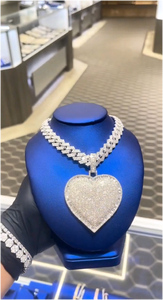 Pendentif en argent 925 serti de pierres, bijoux hip-hop, pendentif cœur en moissanite VVS, certifié GRA, pendentif en moissanite personnalisé pour homme - Product Image 3