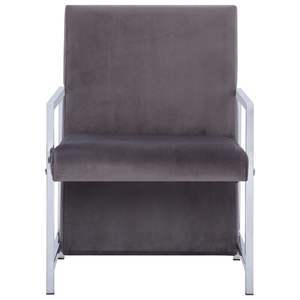 Sillón de Madera Contrachapada con Base Cromada y Tapizado en Terciopelo Gris Oscuro para Sala de Estar - Product Image 3