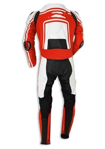 Unisex <b>Red</b> White Printed Leather Motorcycle Racing <b>Suit</b> Full Sleeve Waterproof Protection Customized Team Name All Seasons - Product Image 2