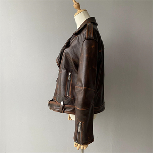 Premium Leather Biker <b>Jacket</b> For <b>Men</b> With Classic Moto Style Durable Construction And Comfortable Everyday Fashion Wear - Product Image 3