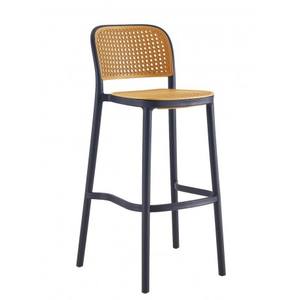 Silla de Bar Moderna Hecha a Mano con Madera de Teca Sólida y Asiento de Ratán Tejido, Resistente al Agua y Duradera para Proyectos de Muebles Ecológicos - Product Image 1