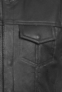 Genuine Leather Motorcycle Vest for Men Vintage <b>Biker</b> Riding Breathable Waistcoat with Premium Snap Closure - Product Image 4