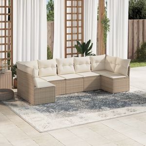 Conjunto de Sofás Modulares Grandes de Ratán Sintético PE Beige para Jardín, Muebles de Patio con Estilo y Comodidad - Product Image 1
