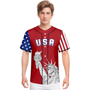 Red Sublimated Performance Baseball Jersey Torch Graphic Unisex <b>Athletic</b> Wear High Quality Sports Shirt - Product Image 3