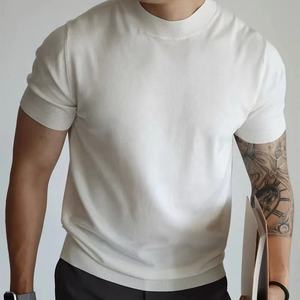T-shirts tendance homme printemps-été 2026 – Col montant, manches courtes, coupe ajustée, décontracté, couleur unie, pull-over mode pour hommes - Product Image 1