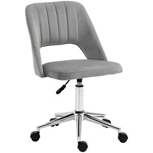 Fauteuil de bureau exécutif en velours gris avec dossier mi-hauteur rembourré, vérin à gaz haut de gamme, base robuste et fonction pivotante pour usage domestique - Product Image 1