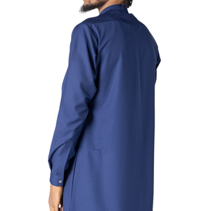New 2026 Steel Blue <b>Men</b> <b>Thobe</b> Modern Saudi Style Jubba Long Sleeve Islamic Robe For <b>Men</b> Arabic Kandura Dishdasha Dress - Product Image 3