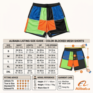 Shorts de sport en maille patchwork premium - Respirants, style streetwear athlétique, faible MOQ - Product Image 6