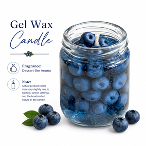 Blueberry <b>Gel</b> Wax Soy <b>Candle</b> Glass Jar | Eco-Friendly Airtight Modern Dessert Scented <b>Candle</b> Home Dcor Bedroom Living Room - Product Image 3
