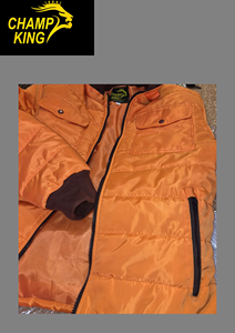 Men's Orange Puffer <b>Jacket</b> Quilted Down Coat Stand Collar <b>Zip</b> <b>Up</b> Casual Winter Outerwear - Product Image 5