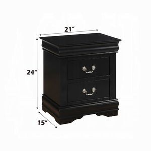 Comodino a 2 cassetti in pino massiccio con finitura nera - Product Image 3