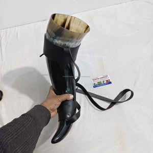 Produit très demandé : Corne à boire de luxe en corne de bœuf avec support en cuir, pour usage domestique et en restaurant, forme naturelle personnalisée - Product Image 1