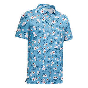 Polo de Manga Corta con Estampado Geométrico Rojo para Hombre, de Secado Rápido, Tejido de Punto, Corte Casual - Product Image 5