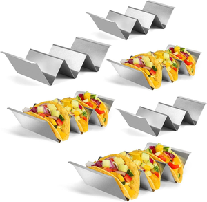 Indian Seller Prices Restaurant Dish Durable Easy to Fill Reusable Taco <b>Stand</b> Multi Sizes Stainless Steel Taco Holder <b>Plates</b> - Product Image 3