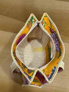 Handcrafted Quilted Yellow Floral Tote <b>Bag</b> Printed <b>Fabric</b> Shoulder Handbag Lightweight Everyday Carry Designer Shopping <b>Bag</b> - Product Image 6