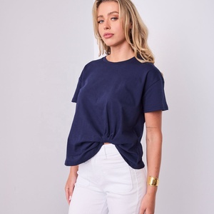 Nouvel Arrivage 2026 T-shirt Décontracté Femme à Manches Courtes Col Rond Uni Taille Cintrée Streetwear 100% Coton Léger - Product Image 3