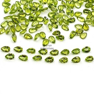 Peridoto natural tallado en forma de pera, piedras preciosas de 4x6 mm, peridoto verde facetado, piedras sueltas calibradas, cuentas de peridoto para la fabricación de joyas al por mayor. - Product Image 3