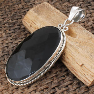 Colgante de Ónix Negro Natural, Plata de Ley 925, Oro Vermeil, Collar con Piedra Preciosa Negra, Joyería al por Mayor para Mujer, Precio de Fábrica - Product Image 1