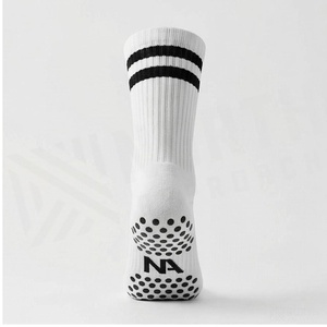 White Crew <b>Socks</b> With Black Stripes And NA Logo <b>Breathable</b> Knitted For Adults Casual Wear - Product Image 2