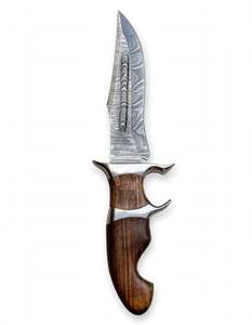 Couteau utilitaire à lame fixe en acier Damas fait main, manche ergonomique en bois, outil de découpe de viande pour barbecue en extérieur - Product Image 3
