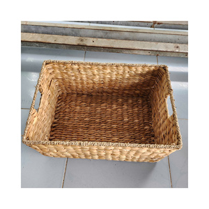Natural Cattail Basket Handcrafted Woven Storage Basket Open <b>Shelf</b> Organizer Bulk Wholesale Export Vietnam Factory Base - Product Image 6