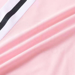 Polo rosa de manga corta para hombre con cremallera y diseño de bloques de color a rayas, tejido de punto informal - Product Image 6