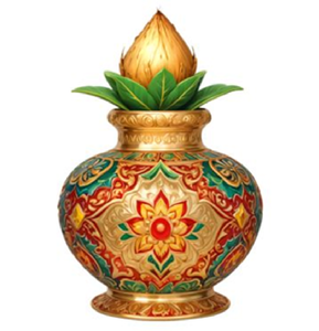 Magnifique Kalash plaqué or, orné de pierres précieuses rouges éclatantes et d'un motif de lotus. Décor de luxe disponible à prix de gros. - Product Image 3