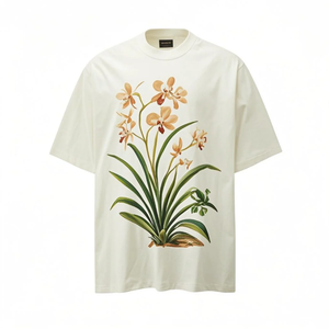 Camiseta de Hombre Color Crema, Manga Corta, Cuello Redondo, Diseño de Bicicleta Estampado, Corte Regular Informal, 100% Algodón Jersey - Product Image 2