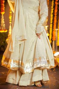 ชุดเดรส Anarkali ผ้าไหมชินนอนแบบดั้งเดิม พร้อมผ้าคลุมไหล่ สำหรับผู้หญิง งานปาร์ตี้ งานรับปริญญา งานแต่งงาน งานดิวาลี เสื้อผ้าอินเดีย ปากีสถาน - Product Image 4