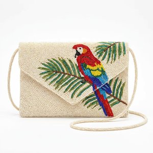 Summer Beach Resort Style Fashion Beaded Polyester Handbag Fish Pattern Flap Shoulder Bag Crossbody <b>Purse</b> - Product Image 1