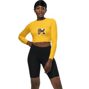 Womens <b>Blue</b> Poodle Long Sleeve <b>Crop</b> <b>Top</b> Custom Graphic Printed Cropped T Shirt Trendy Casual Fashion Slim Fit Sorority Inspired - Product Image 1